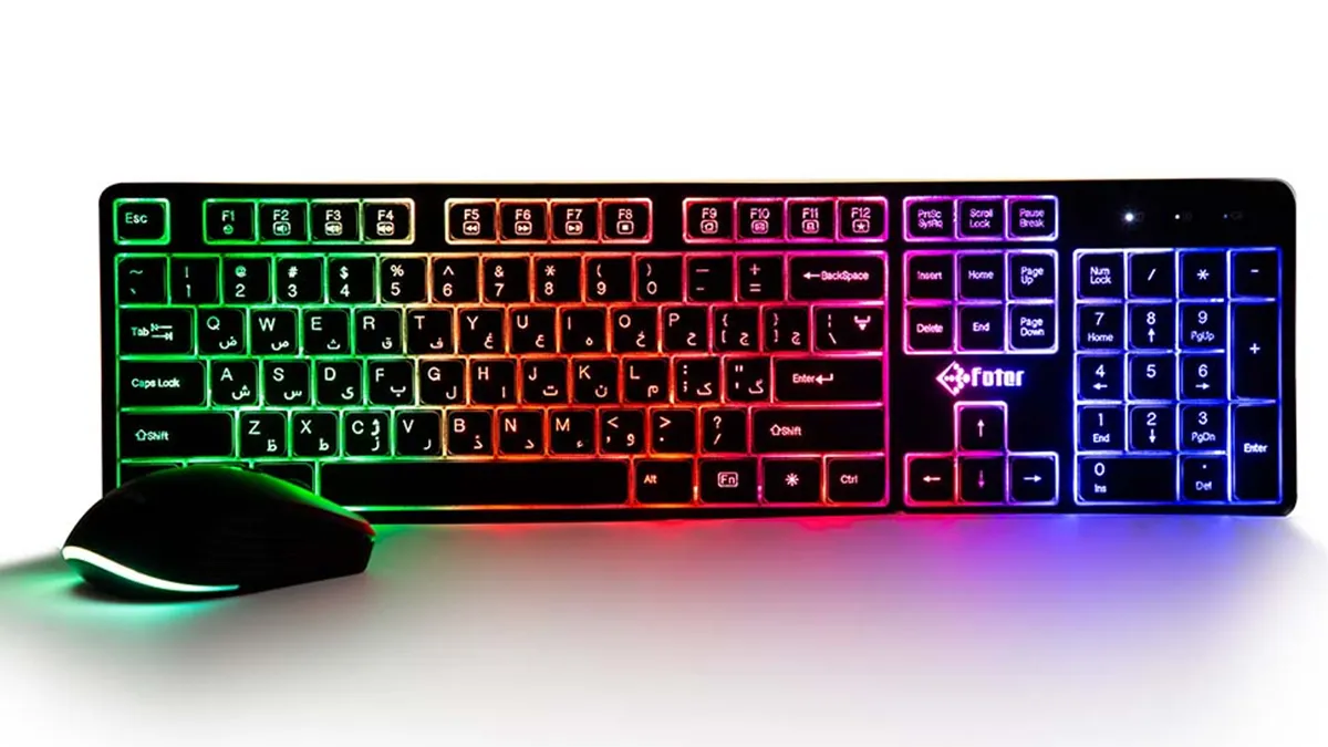 کیبورد و ماوس گیمینگ فاطر مدل CWR-7000B، سوییچ ممبران، Full-Size، نورپردازی RGB